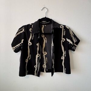Handmade Black and Cream Short Sleeve Shirt